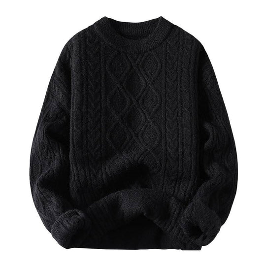 Damen Grobstrickpullover mit zeitgemäßem Zopfmuster und klassischem Rundhalsausschnitt Fudus