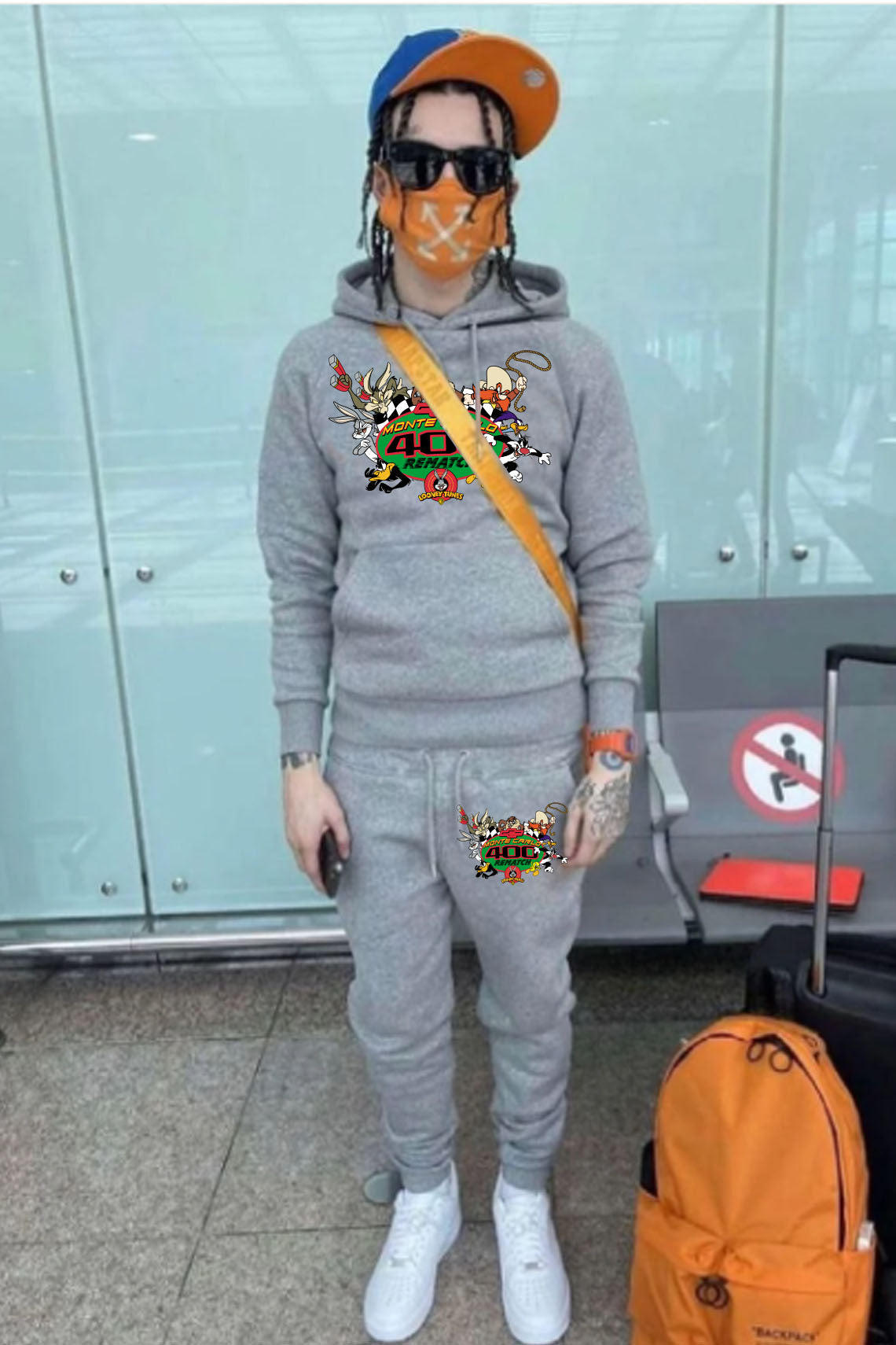 Damen Kapuzenpullover und Jogginghose Set mit kreativem Cartoon-Motiv Fudus