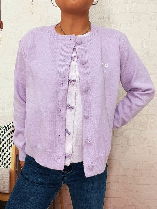 Damen Kuschelweich Strickjacke mit schönen Knöpfen und raffinierten Details Fudus