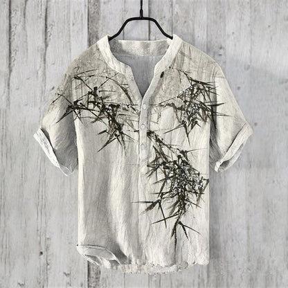 Fudus | Weinlese Fisch Japanische Kunst Leinenmischung Hemd