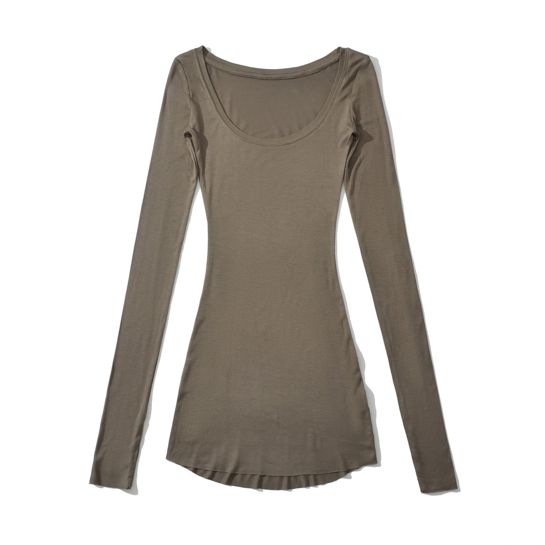 Damen langärmliges Basic-Oberteil mit rundem Ausschnitt Fudus
