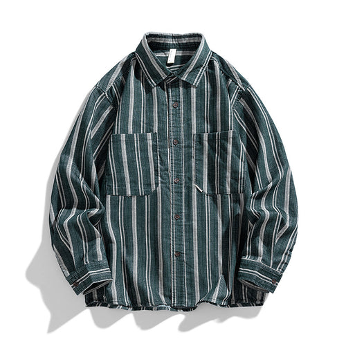 Damen Langarm-Hemd mit dekorativem Streifenmuster Fudus