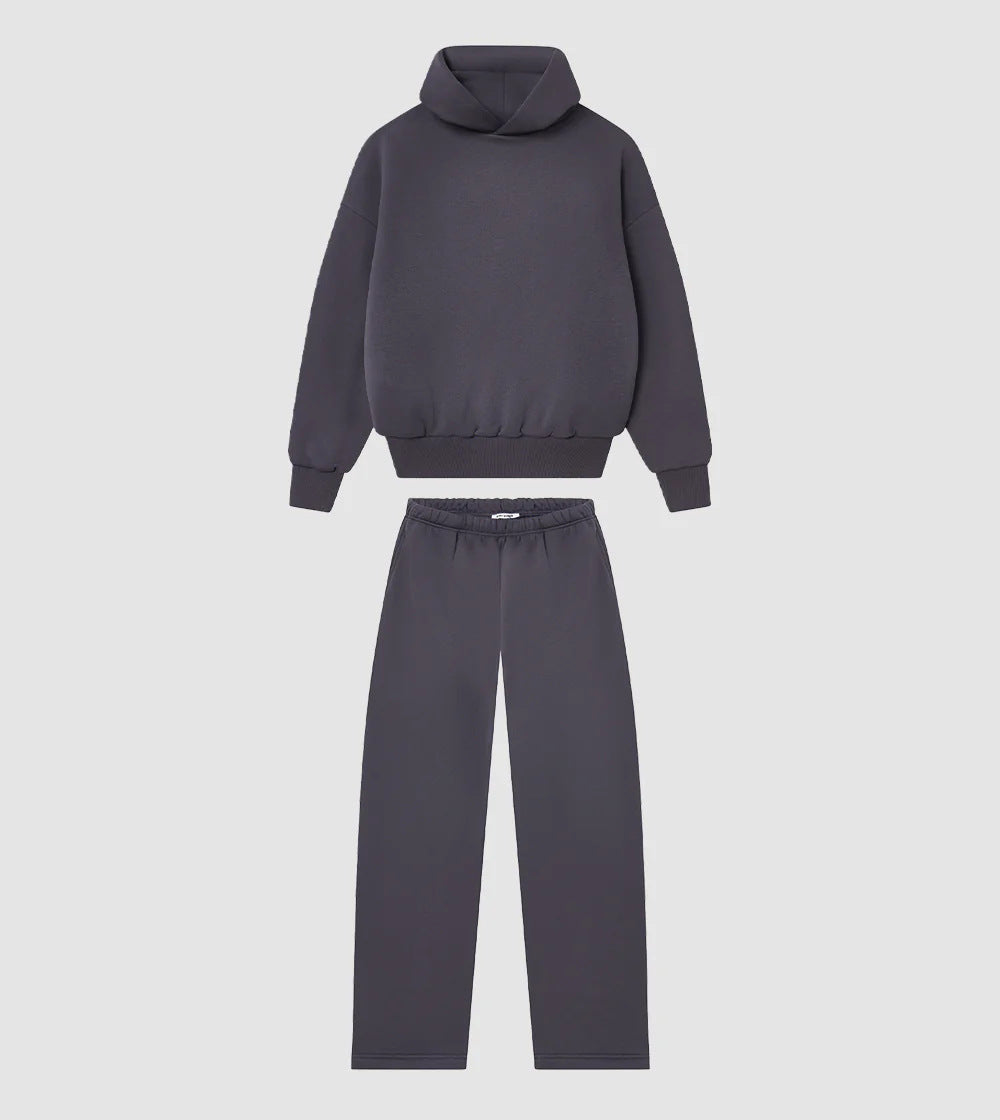 Damen Hoodie- und Jogginghose-Set mit hohem Kragen und elastischem Bund Fudus