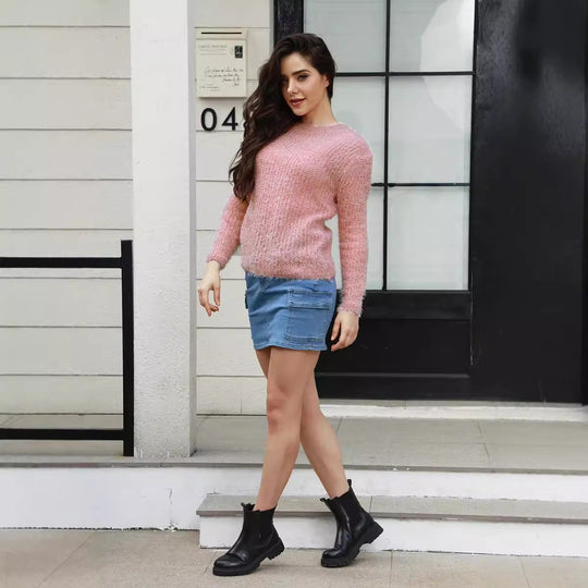 Damen kuscheliger Pullover mit weichem Material und elegantem Design Fudus