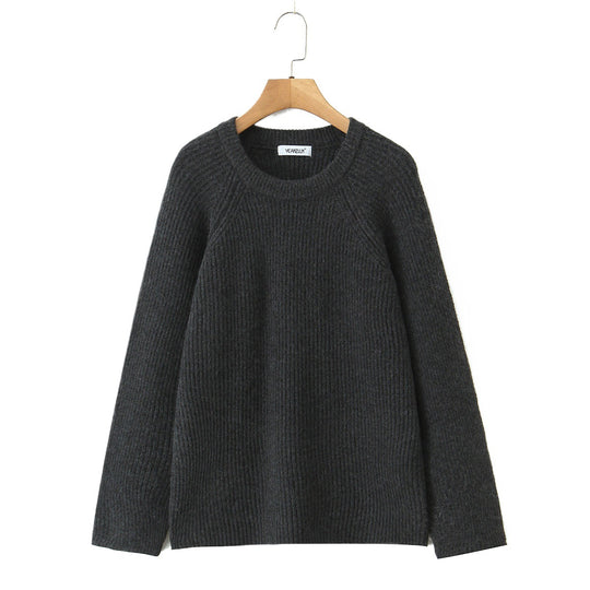 Damen Kuscheliger Strukturpullover mit Rundhalsausschnitt Fudus