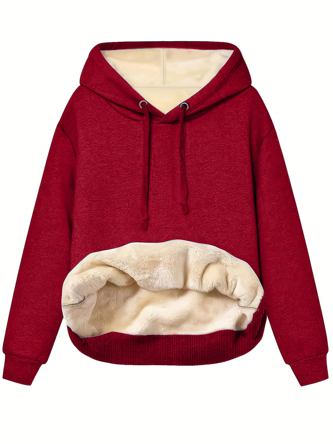 Damen kuscheliger Fleece-Hoodie mit doppellagigem Kragen Fudus