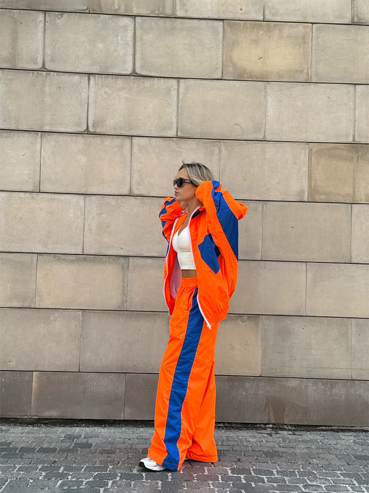 Fudus | Trendiger Kontrast Cardigan Oberteil Hosen Sport-Anzug