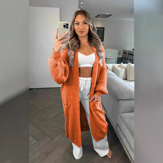 Damen Grobstrickcardigan im lässigen Oversized-Stil mit praktischen Taschen Fudus