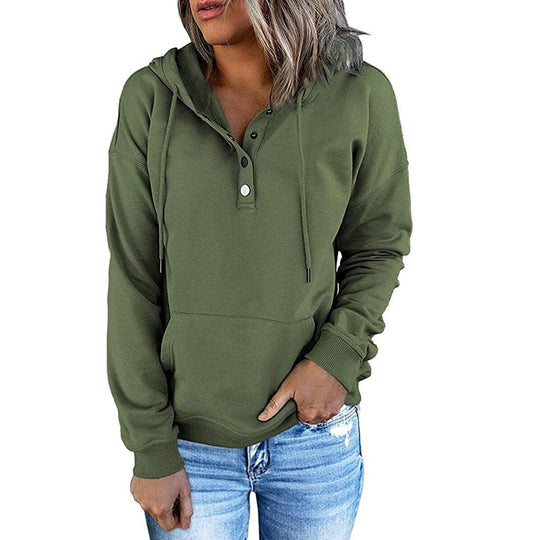 Damen Hoodie mit Knopfdetails und praktischen Taschen Fudus
