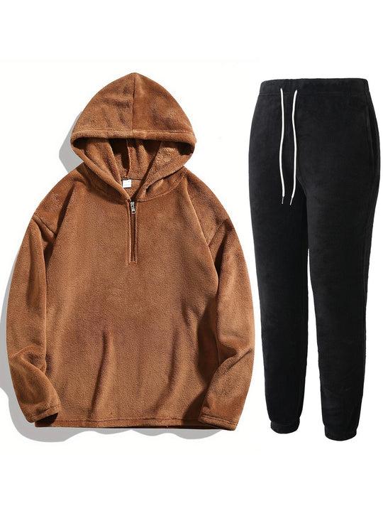 Damen Kapuzensweater und Jogginghose Set aus kuscheligem Fleece Fudus