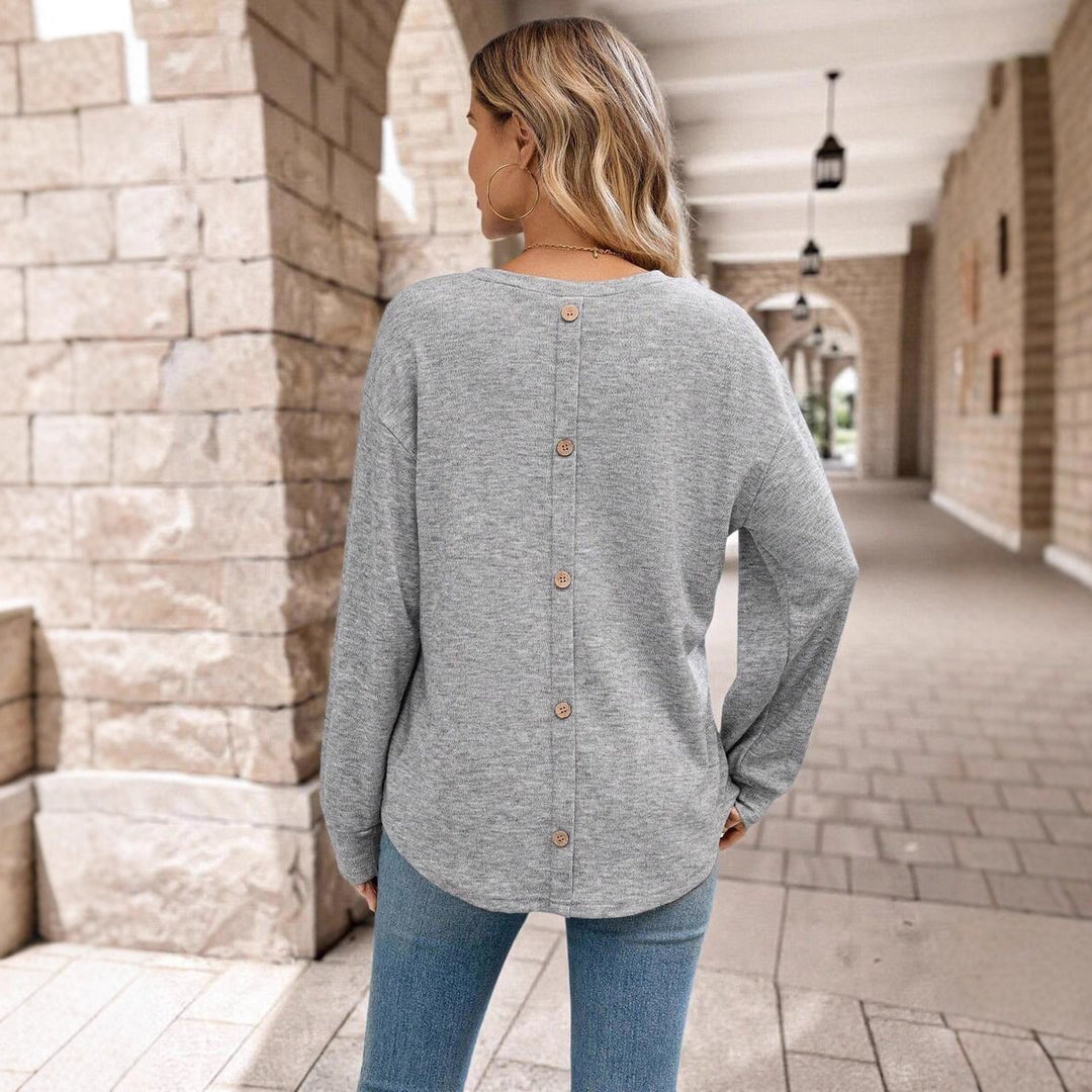 Damen Langarmshirt mit Knopfleiste und lässigem Schnitt Fudus