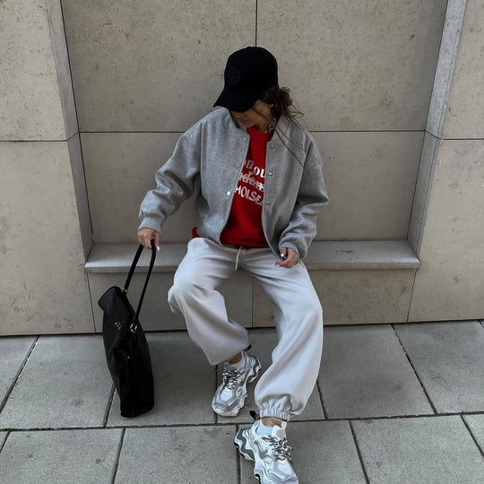 Damen lässige Collegejacke mit komfortabler Passform und funktionalen Details Fudus