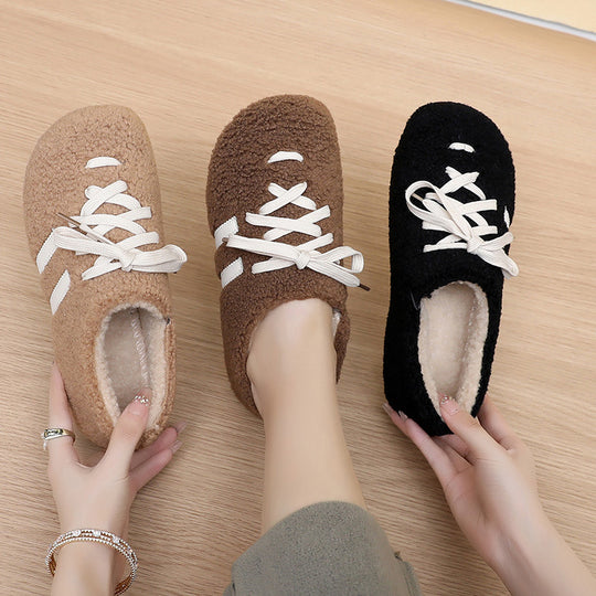 Damen Komfortable und warme Fleece-Hausschuhe mit rutschfester Sohle Fudus