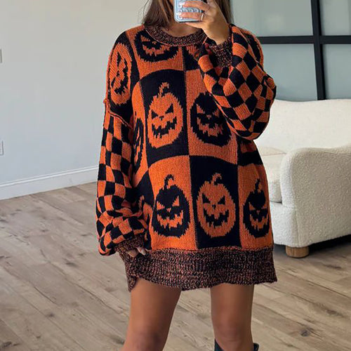 Damen kuscheliger Strickpullover mit einzigartigem Geistermuster Fudus