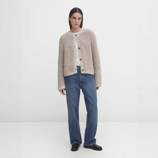 Damen kuschelige Fleecejacke mit Knopfverschluss Fudus