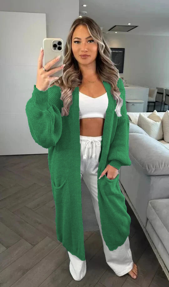 Damen Grobstrickcardigan im lässigen Oversized-Stil mit praktischen Taschen Fudus