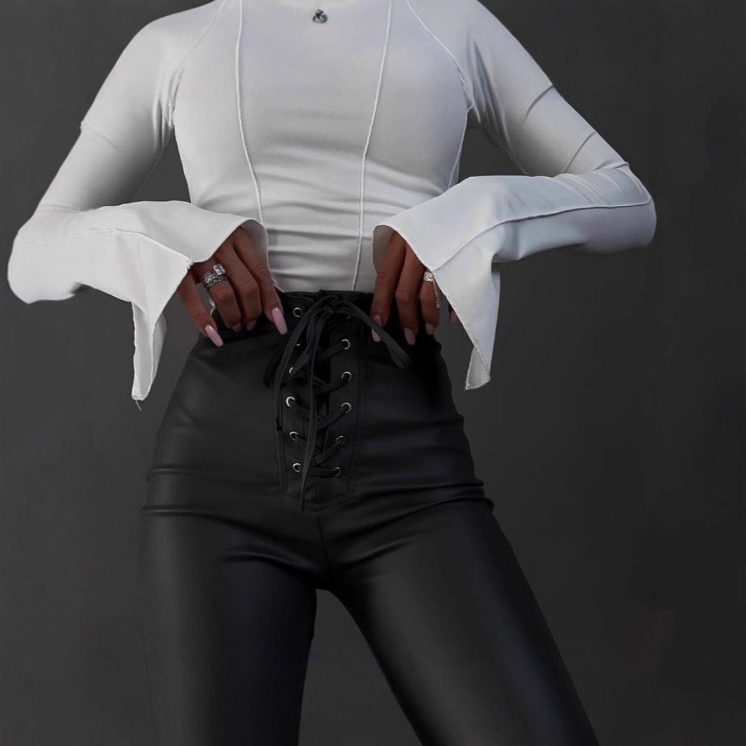 Damen Langarmoberteil mit quadratischem Ausschnitt und lässigem Schnitt Fudus