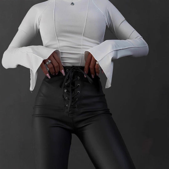 Damen Langarmoberteil mit quadratischem Ausschnitt und lässigem Schnitt Fudus