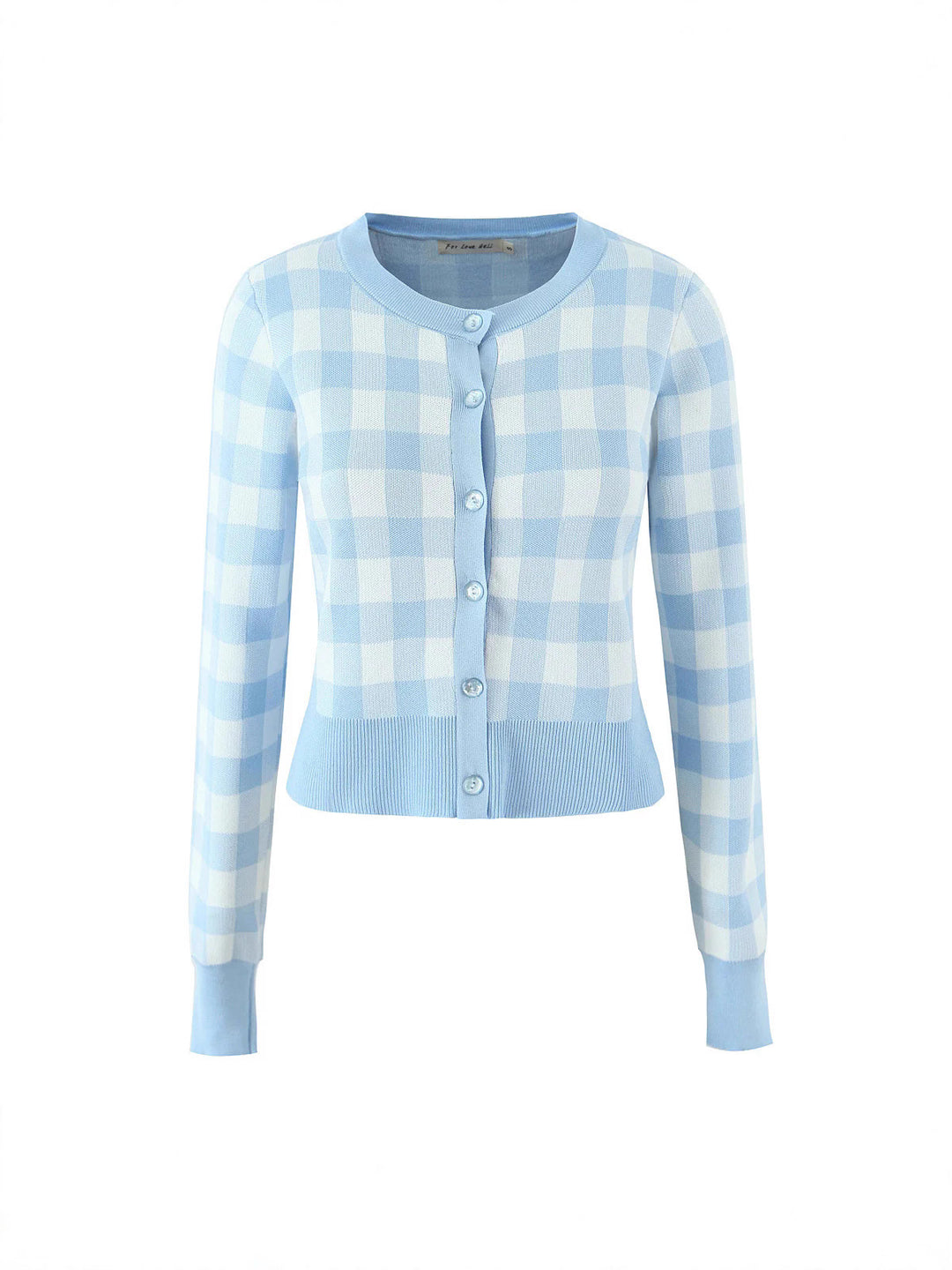 Damen modischer karierten Strickjacke mit Rundhalsausschnitt und Knopfverschluss Fudus
