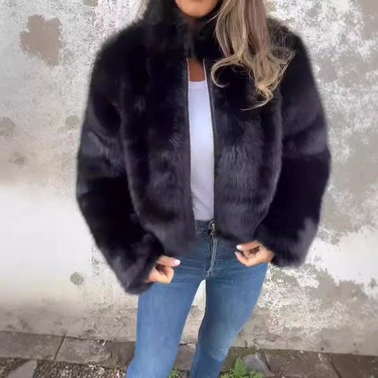 Damen Kuscheljacke mit hohem Kragen Fudus