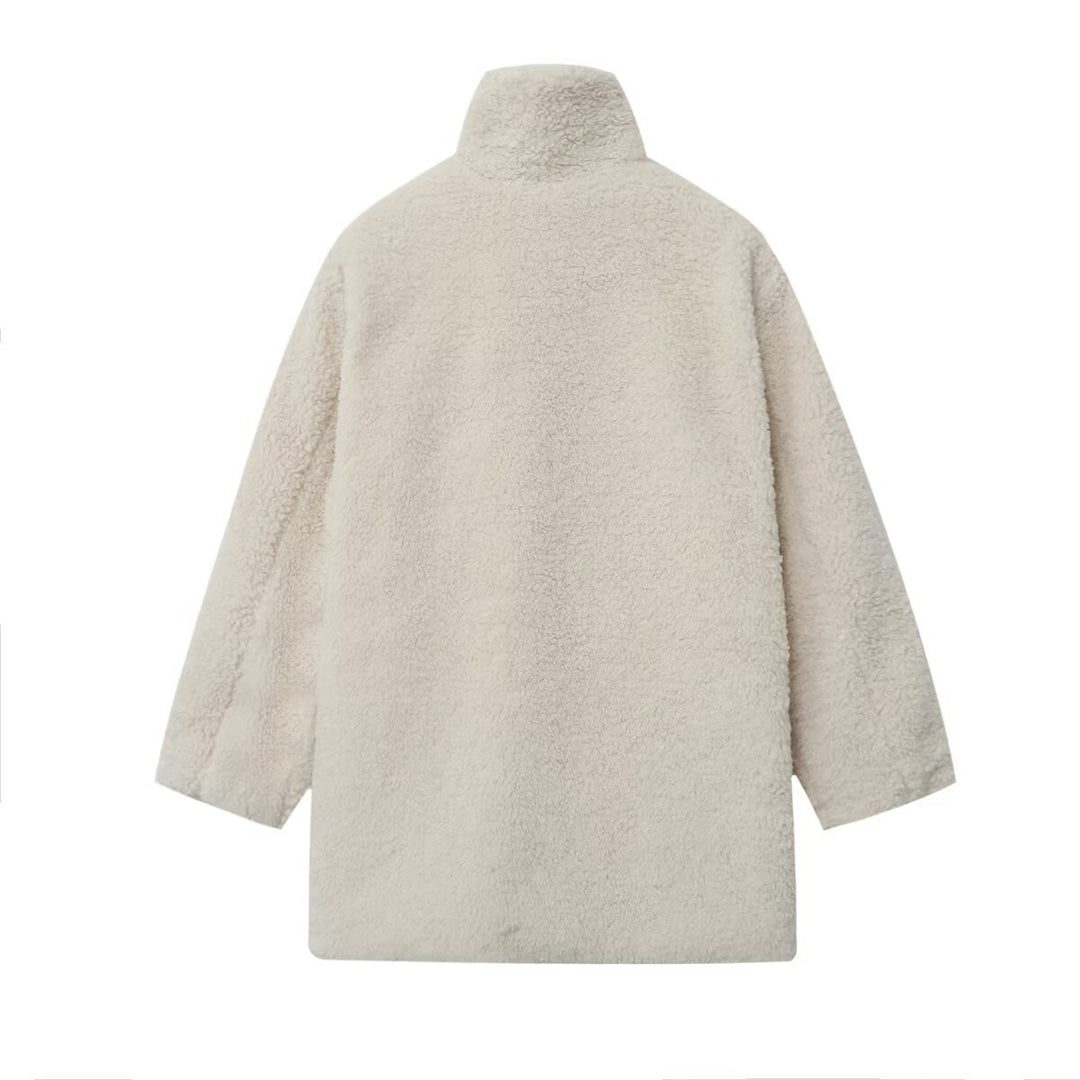 Damen kuschelige Fleecejacke mit dekorativen Knopfverschlüssen Fudus