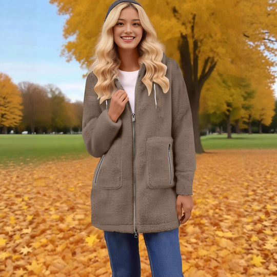 Damen kuschelige Fleecejacke mit praktischen Taschen und durchgehendem Reißverschluss Fudus