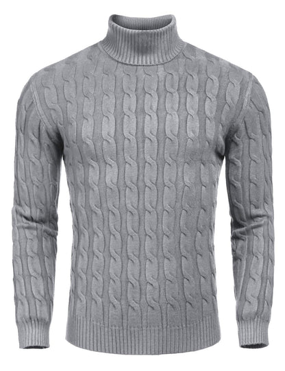 Herren Strickpullover Zopfmuster Warm Weich Hoher Kragen
