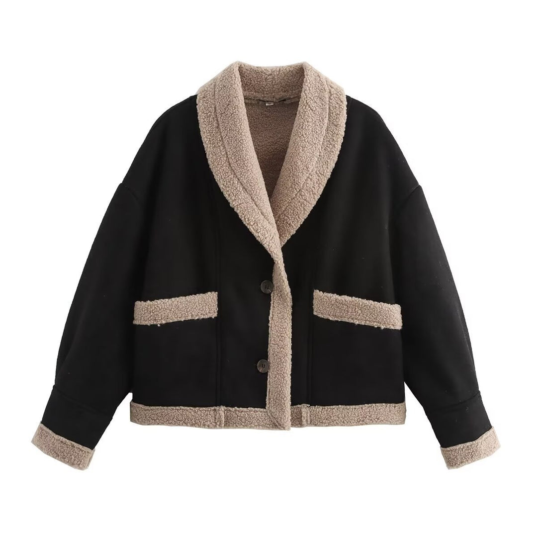 Damen Lässig geschnittene Stylische Jacket mit wärmendem Teddyfutter Fudus
