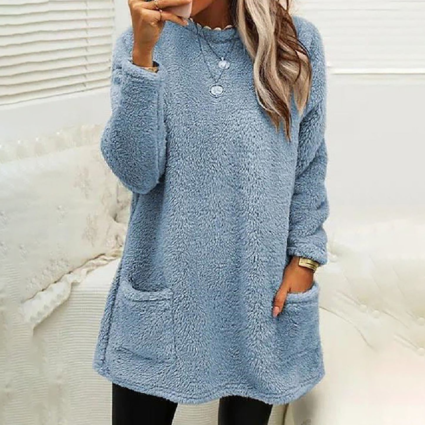 Damen Flauschiges Oversize Shirt Fudus