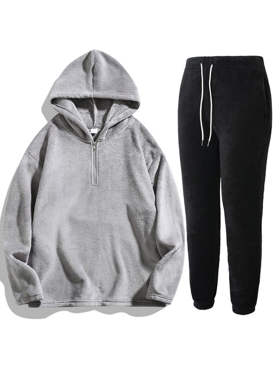 Damen Kapuzensweater und Jogginghose Set aus kuscheligem Fleece Fudus