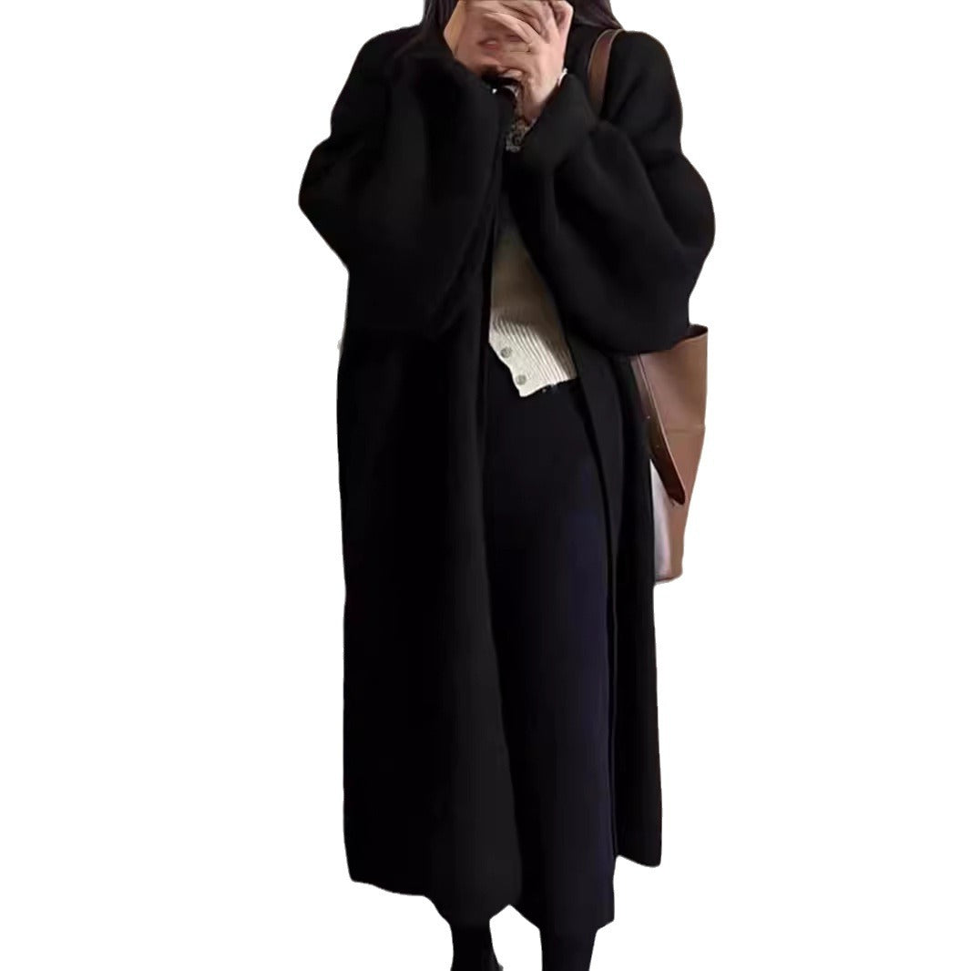 Damen Kuscheliger Strickponcho mit breiten Ärmel Fudus