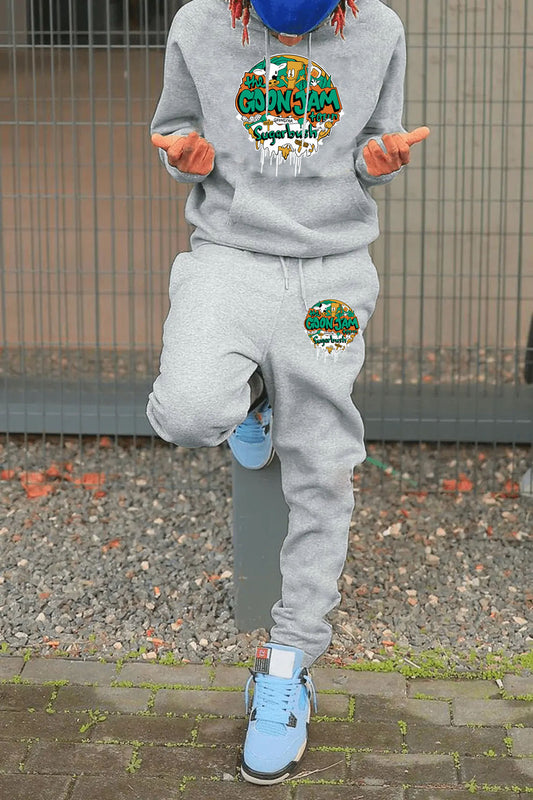 Damen Hoodie und Jogginghose Set mit kreativem Grafikdesign Fudus