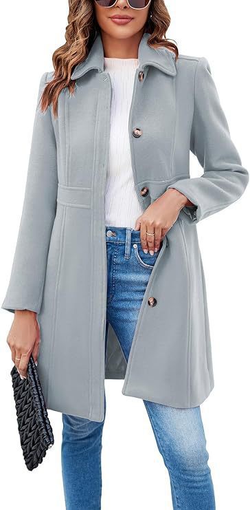 Damen klassischer Wollmantel mit modischem Schnitt und funktionalen Details Fudus