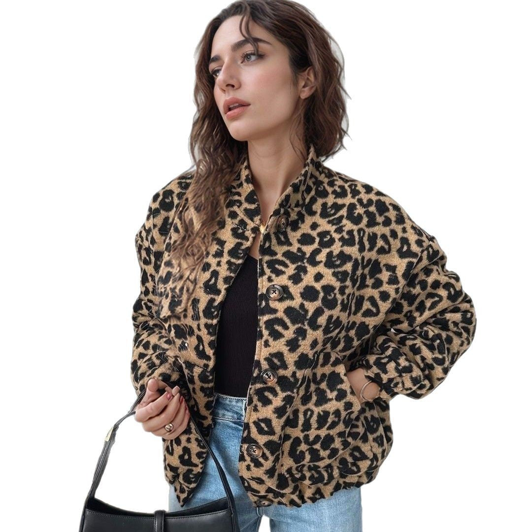 Damen lässige Animal-Print-Parkajacke Fudus