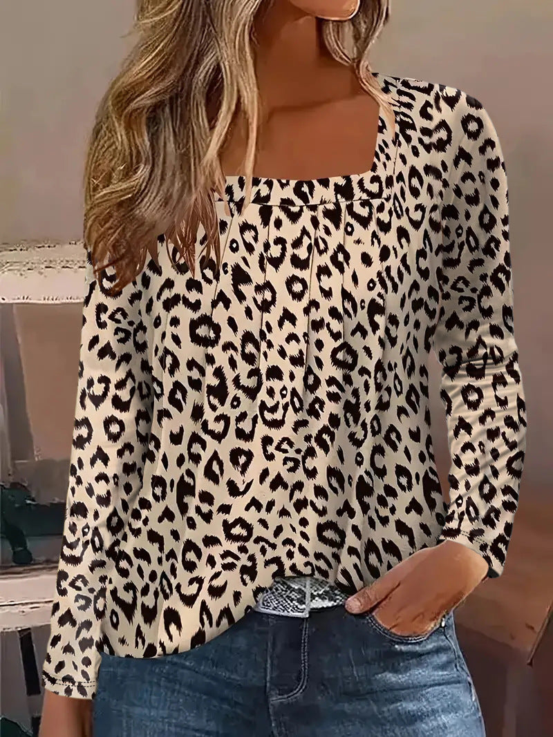 Damen Langarmshirt mit modischem Leopardenmuster und lässigem Schnitt Fudus
