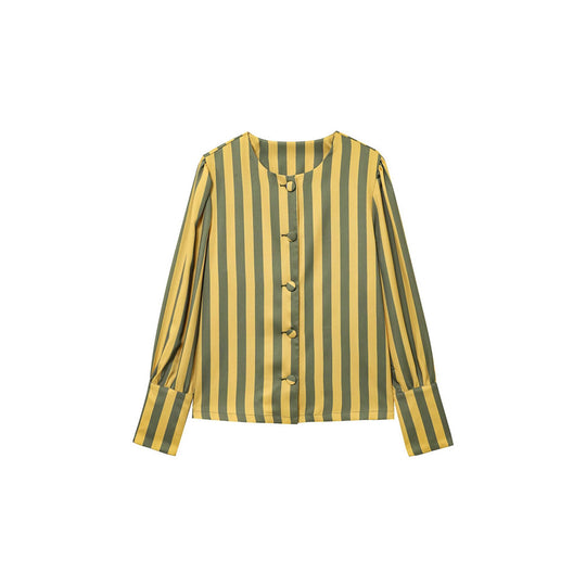 Damen Langarmbluse mit modernen Streifen Fudus