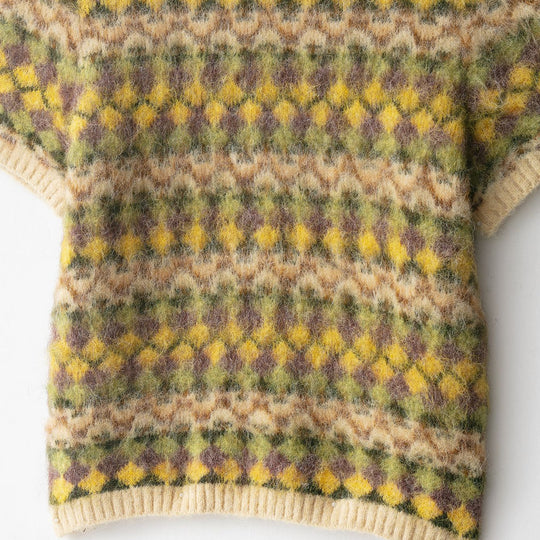 Damen kurzärmliges Strickoberteil mit grafischem Muster Fudus