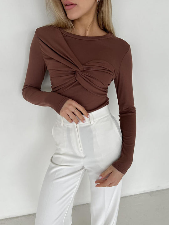 Damen Langarmshirt mit Knoten-Front Fudus