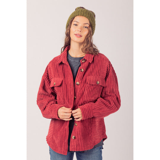 Damen lässige Cordjacke mit praktischen Taschen Fudus