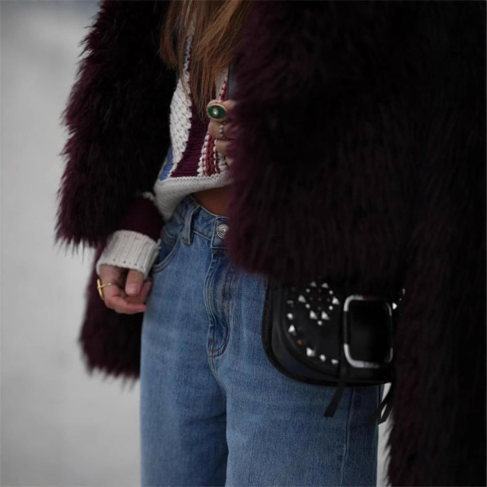 Damen Kunstfellmantel im modischen Oversized-Schnitt Fudus