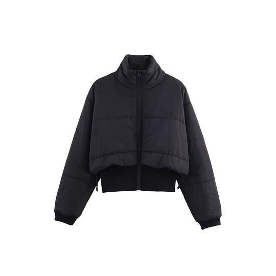 Damen kurze Winterjacke mit hohem Kragen und elastischen Bündchen Fudus