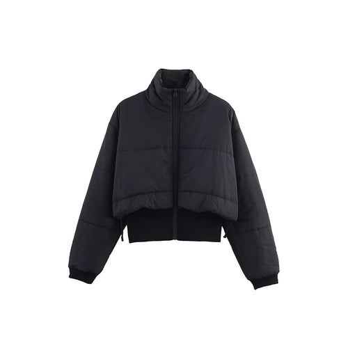 Damen kurze Winterjacke mit hohem Kragen und elastischen Bündchen Fudus