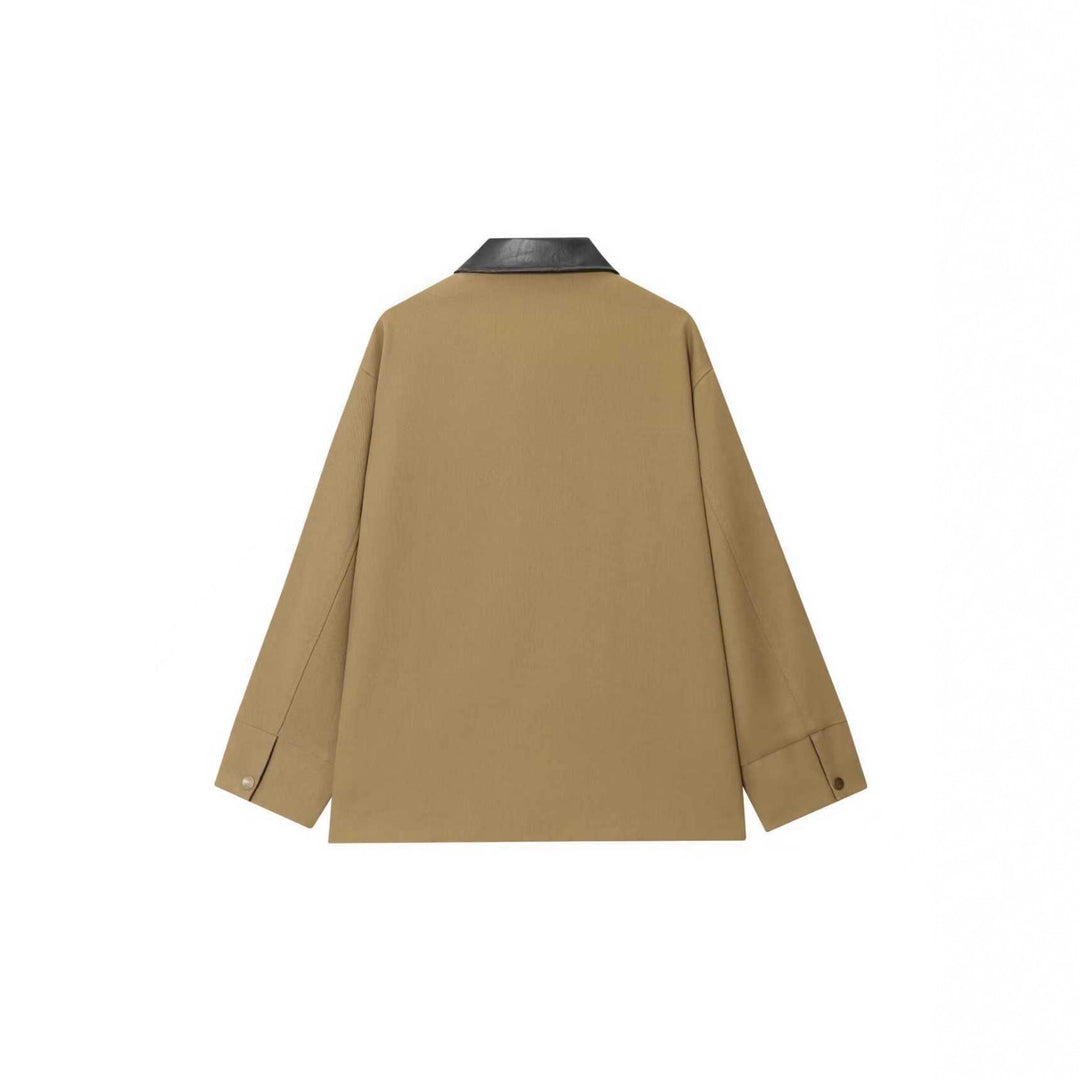 Damen lässige Oversized-Jacke mit kontrastierendem Kragen Fudus