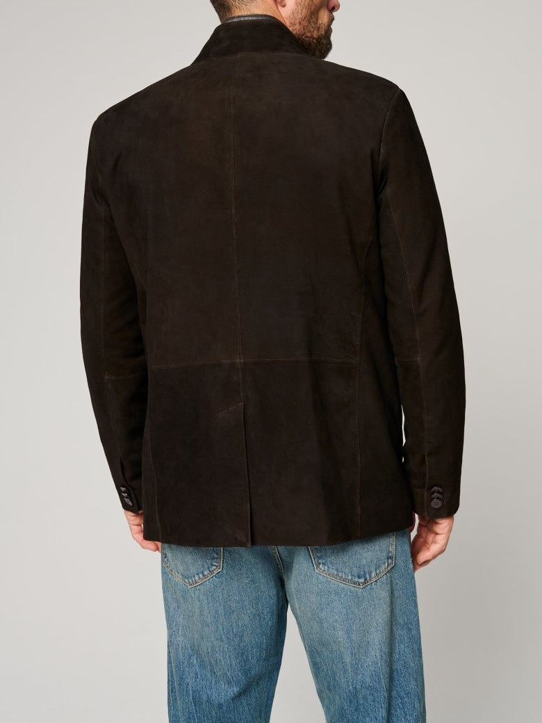 Herren Wildlederjacke mit modernem Stehkragen Fudus