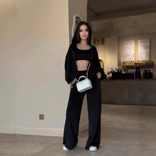 Damen kuscheliges Velours-Loungewear-Set Fudus