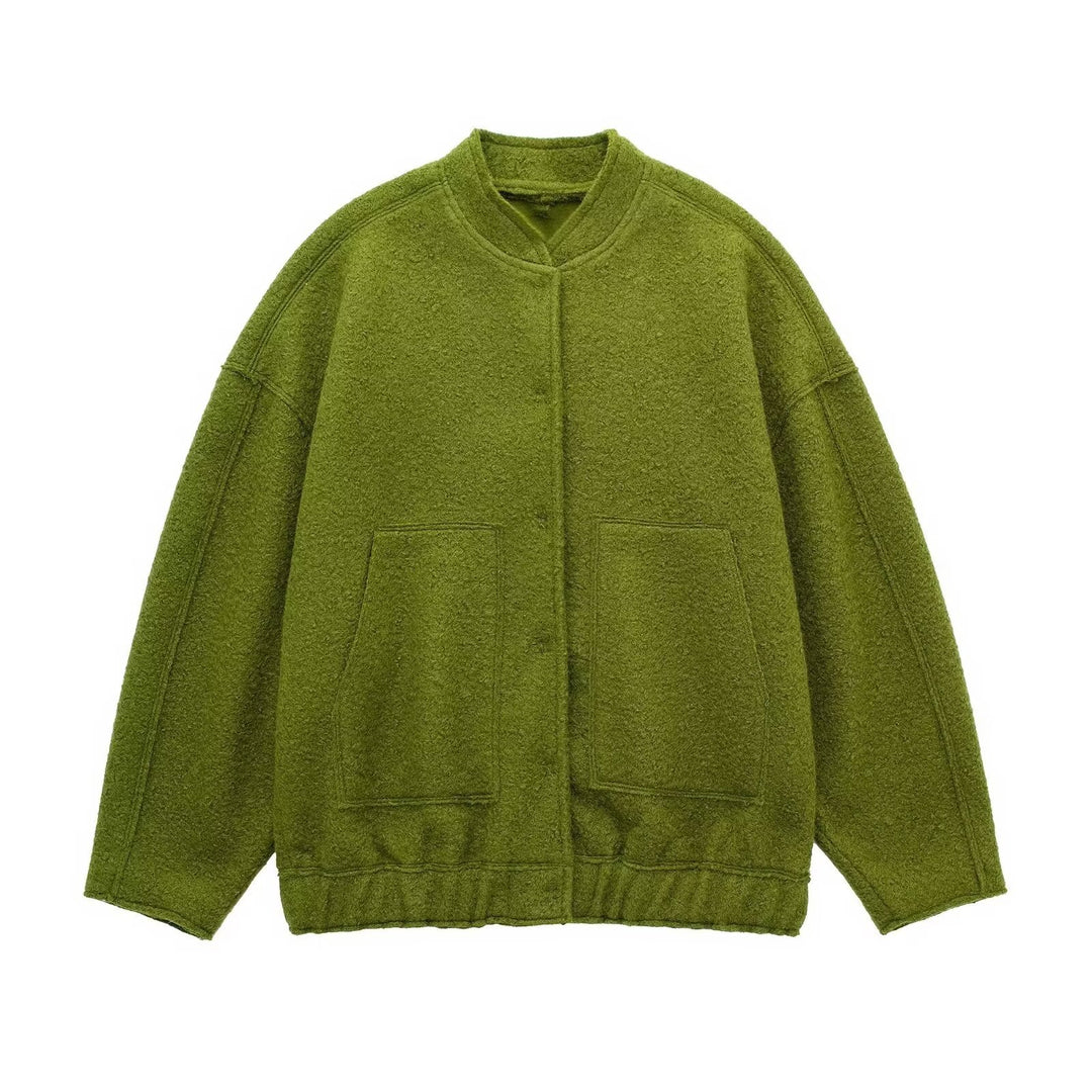 Damen Kuschelige Oversized-Jacke aus flauschigem Material mit praktischen Taschen Fudus