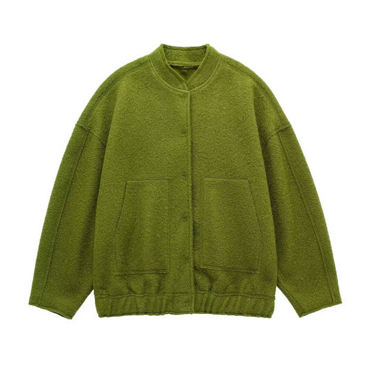 Damen Kuschelige Oversized-Jacke aus flauschigem Material mit praktischen Taschen Fudus