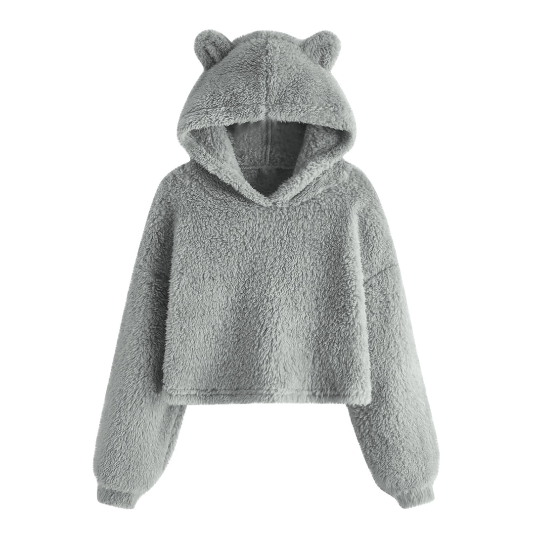 Damen Kuscheliger Fleece Hoodie mit Bärenohren Fudus