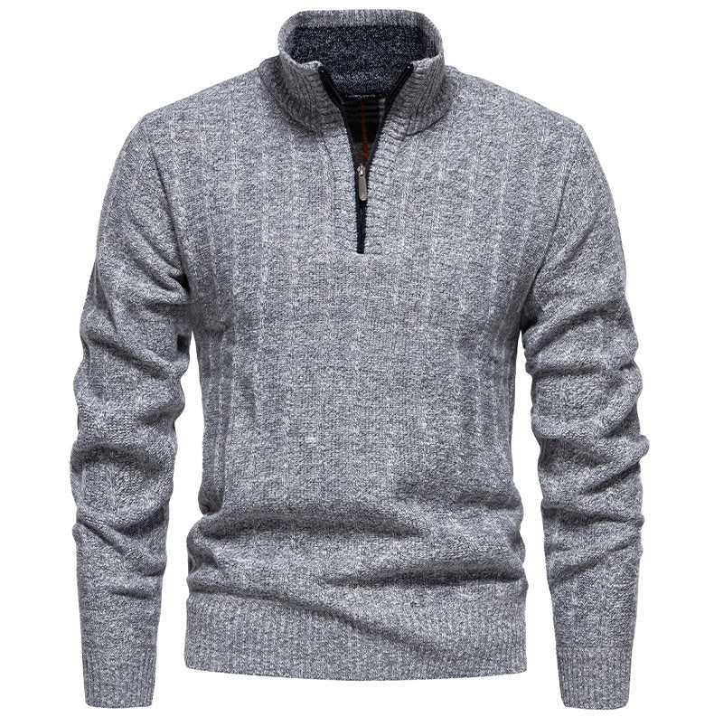 Herren Pullover mit Stehkragen und Zipper Fudus