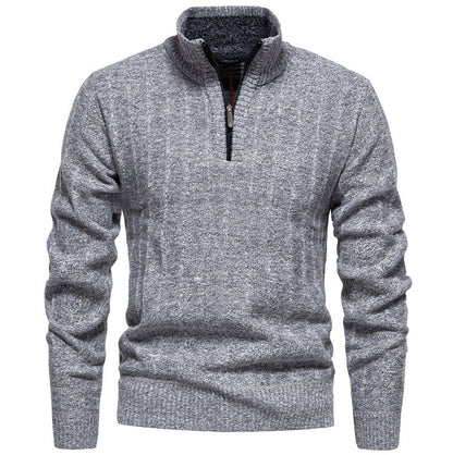 Herren Pullover mit Stehkragen und Zipper Fudus